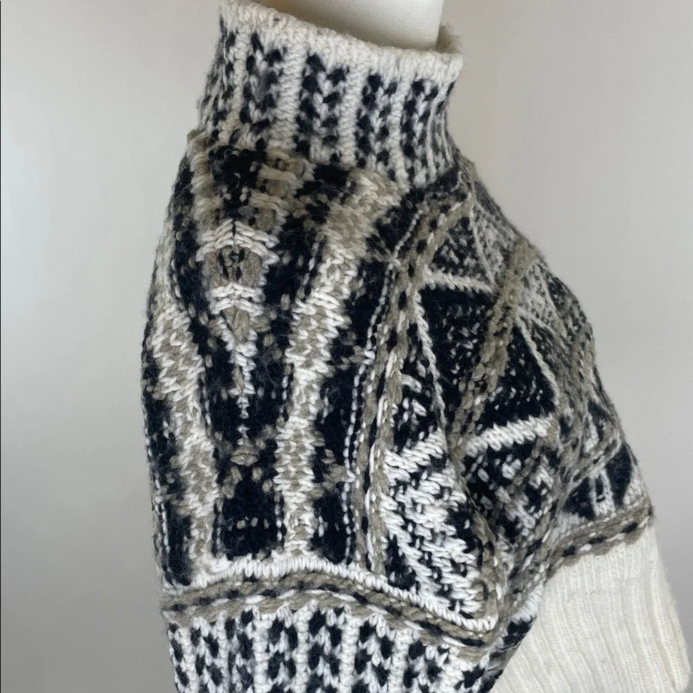 Splendid Vail Apres-ski Fair Isle Sweater in Black, White and Taupe, XL - Picture 8 of 8